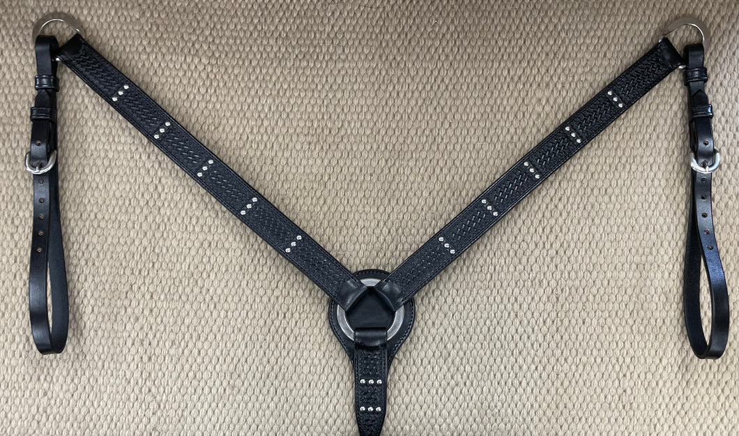 Breast Collar - BC30 - Straight Basket Black w/ Three Spots Pattern