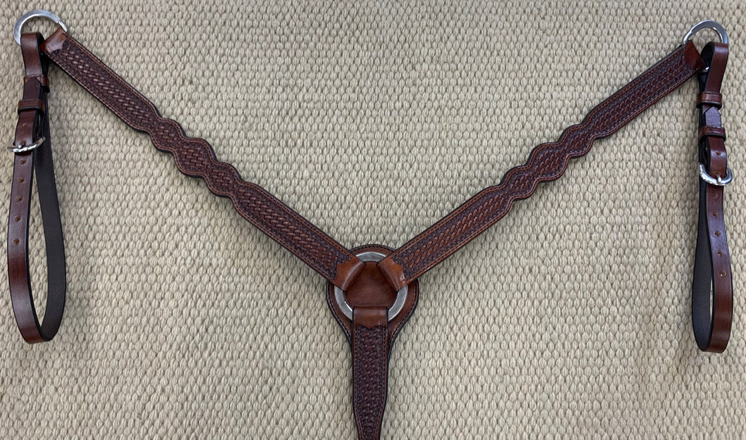 Breast Collar - BC24 - 1 14” Three Scallop Basket Brown