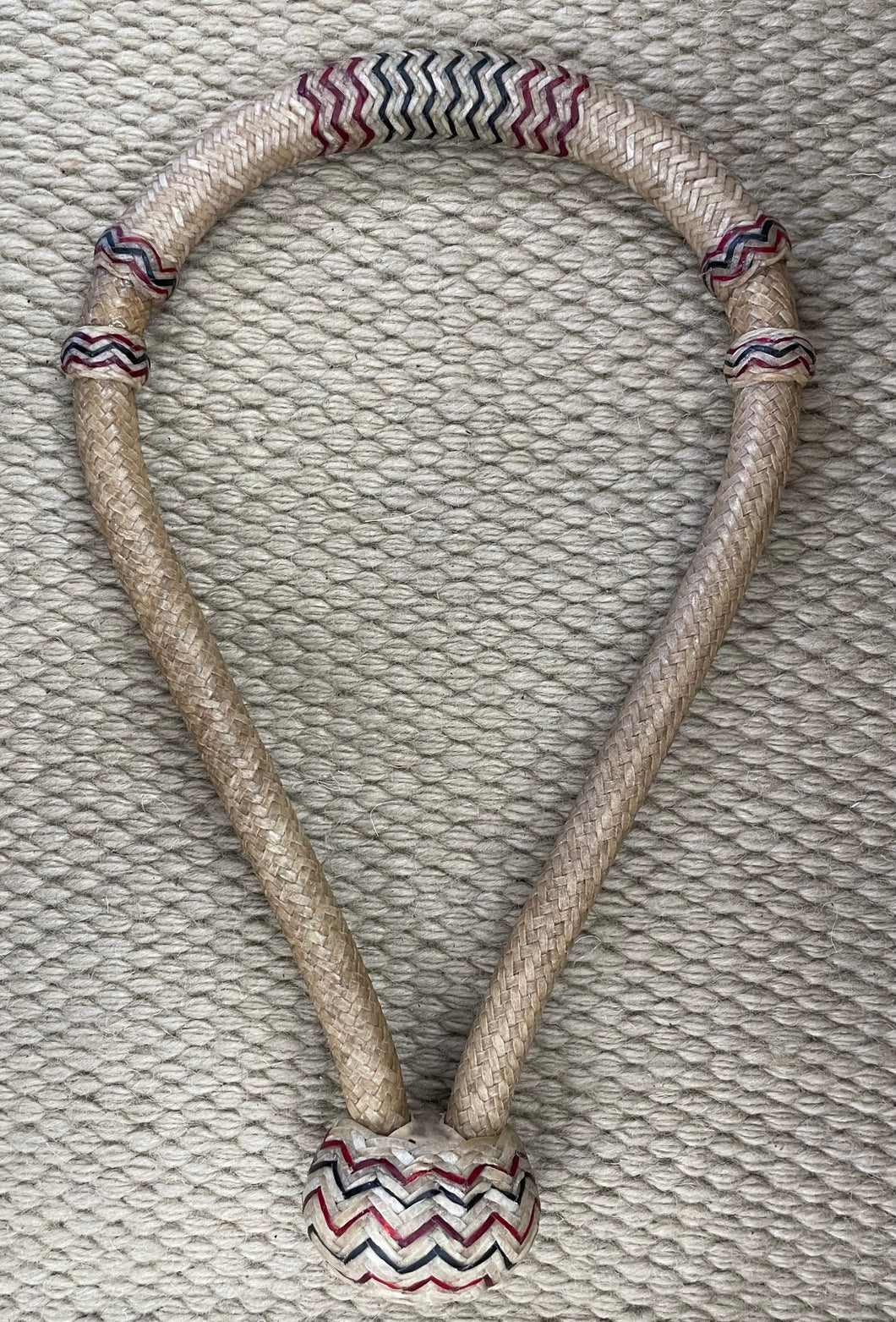 Bosal - B96 - 5/8” 32 Plait Natural Rawhide w/ Red and Black Accents