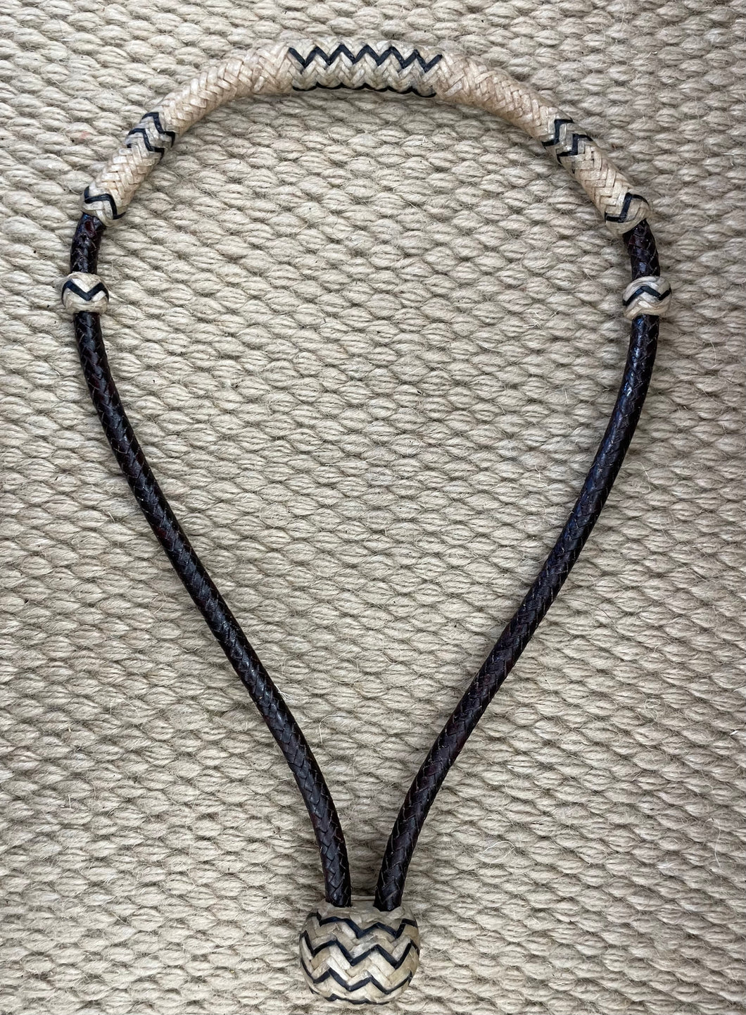 Bosal - B93 - 1/4” 12 Plait Latigo and Natural Rawhide Noseband w/ Black Accents