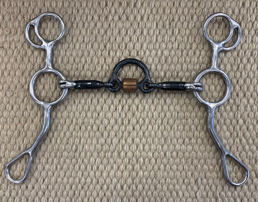 BIT - RM71 - Reinsman Reining Horse Curb Three Piece Sweet Iron w/ Roller