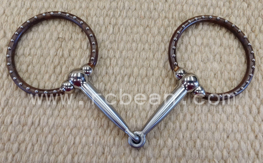 BIT - TB200C - Tom Balding Heavy Ballhinge Ring Snaffle Brown w/ Dots