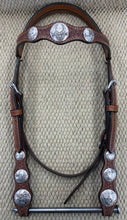 Headstall - HS43 - Basket Antiqued w/ Rawhide Loops