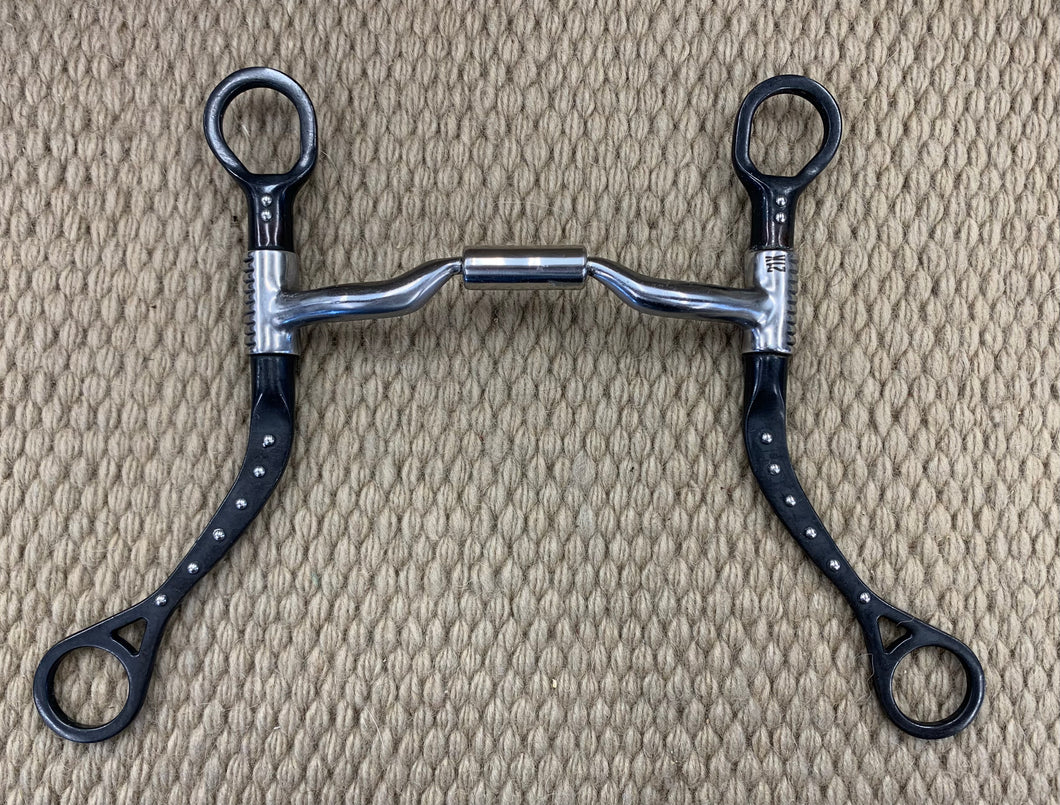 BIT - MB28 - Myler MBB Flat Shank Sweet Iron Comfort Snaffle Black w/ Dots