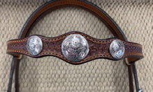 Headstall - HS43 - Basket Antiqued w/ Rawhide Loops