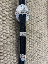Headstall - HS53 - Basket Black Single Ear w/ Silver Plate