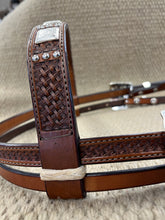 Headstall-HS36-Basket Antique W/Three Spots Pattern Square Conchos