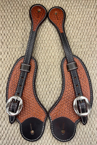 Spur Straps - SPS53 - Brown Men's Basket Cross Over w/ Accents