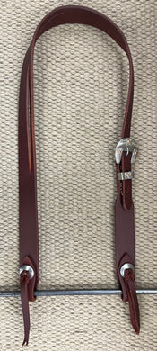 Headstall - HS263 - Latigo Split Ear w/ Floral Buckle