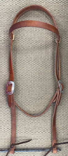 Headstall - HS58 - 3/4” Harness Brow Band w/ Engraved SS Buckles Draft