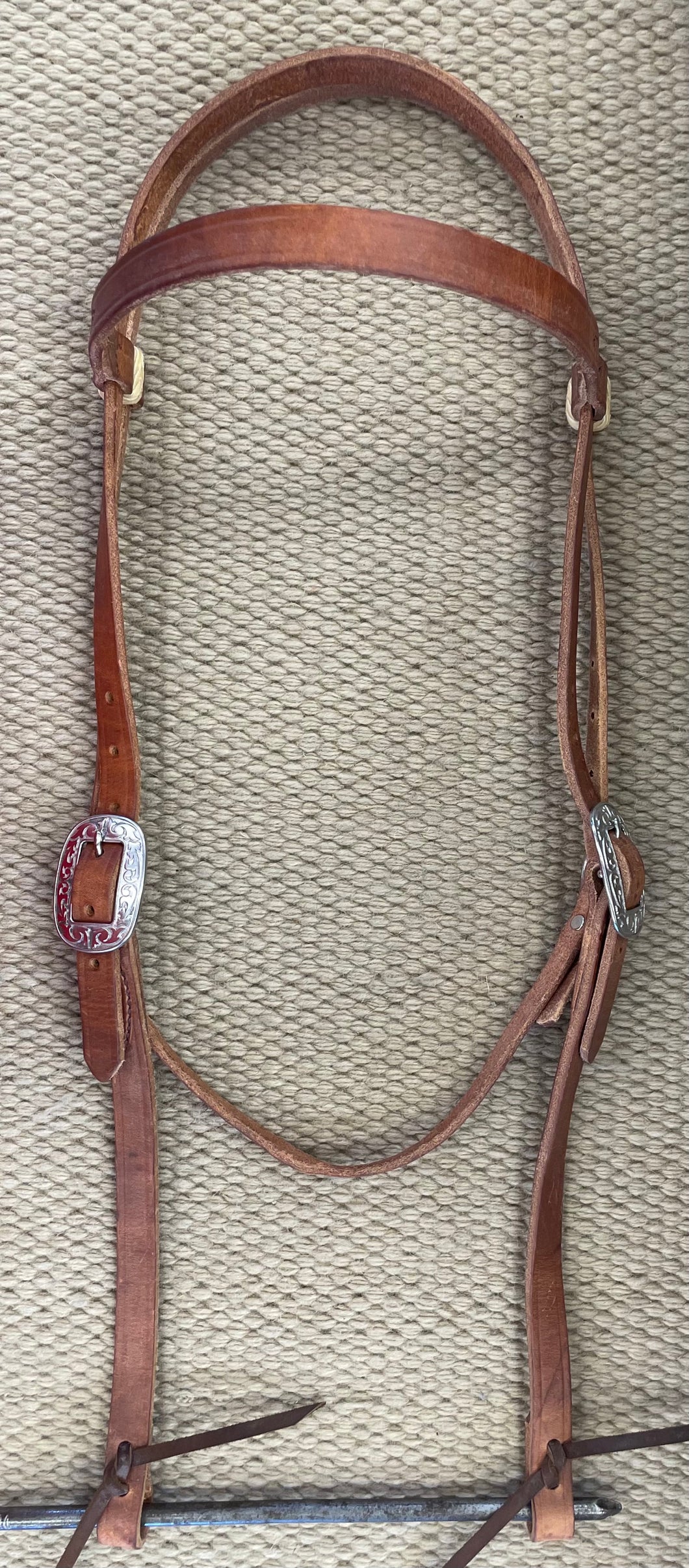 Headstall - HS58 - 3/4” Harness Brow Band w/ Engraved SS Buckles Draft