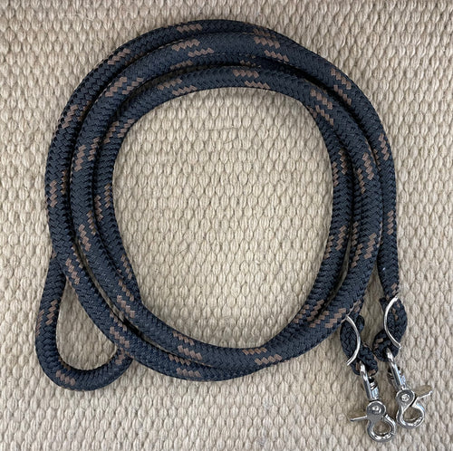Closed Reins - CR26 - Yacht Braid Single Black and Brown