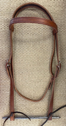 Headstall - HS209 - 3/4”Harness Browband D/S with Latigo Lining and Tie Ends Large/Mule