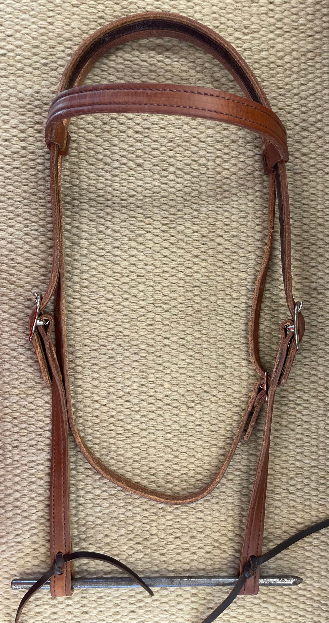 Headstall - HS209 - 3/4”Harness Browband D/S with Latigo Lining and Tie Ends Large/Mule
