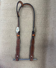 Headstall-HS213-OE-5/8"Single Ear Shaped Brow Dawson Tooled Old West Finish