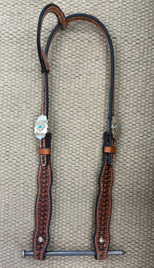 Headstall - HS214 - Old West Sliding Ear Dark Brown
