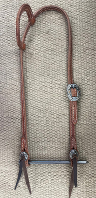 Headstall - HS210 - Light Brown Sliding Ear w/ Latigo Ties