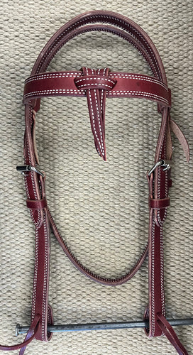 Headstall - HS231 - Double Stitched Latigo Browband w/ Tie Ends