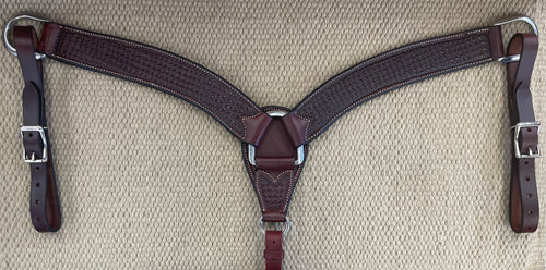 Breast Collar - BC43 - Cowboy Tack Rosewood Spider Stamp Dark Brown