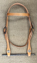 Headstall - HS315 - Tony Pedrini Light Browband Carlos Border w/ Mincer Silver