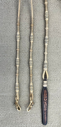 Romal Reins - RR25 - TRB 30 Plait George Moore Natural w/ Black Accents 96