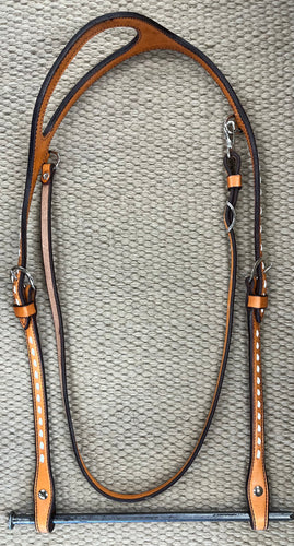 Headstall - HS216 - Light Brown Single Ear w/ Buck Stitch