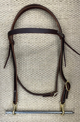 Headstall - HS230 - Oiled Browband w/ Brass Snap Ends