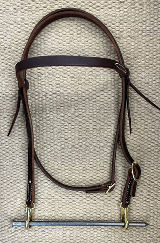 Headstall - HS230 - Oiled Browband w/ Snap Ends