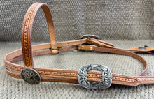 Headstall - HS315 - Tony Pedrini Light Browband Carlos Border w/ Mincer Silver