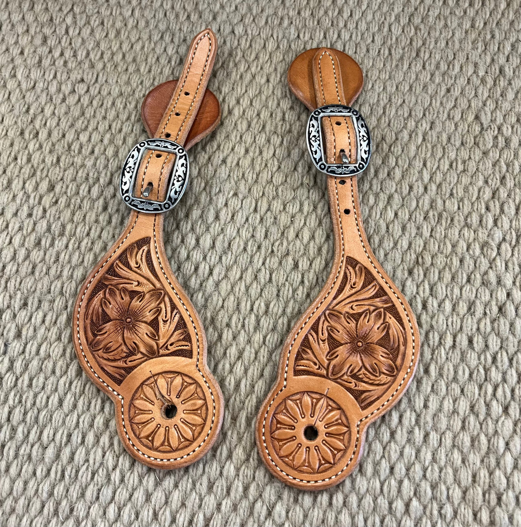 Spur Straps - SPS121 - Toni Pedrini Ladies Floral w/ Mincer Silver