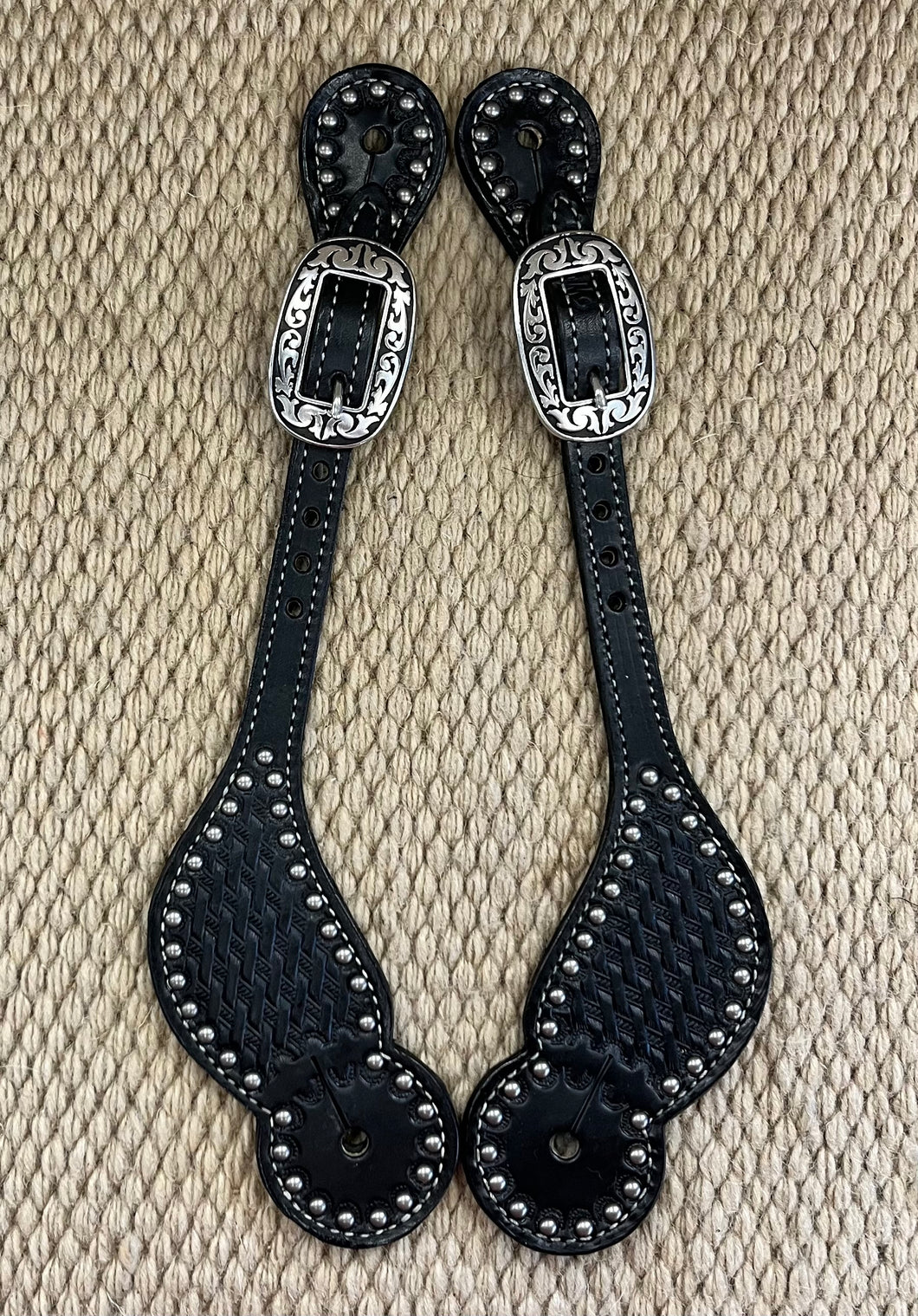 Spur Straps - SPS109 - Weaver Spotted Shaped Basket Stamp Black