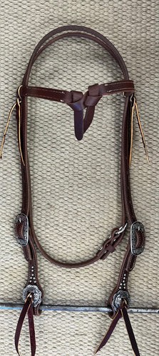 Headstall - HS322 - Weaver Canyon Rose Browband Heavy Oiled