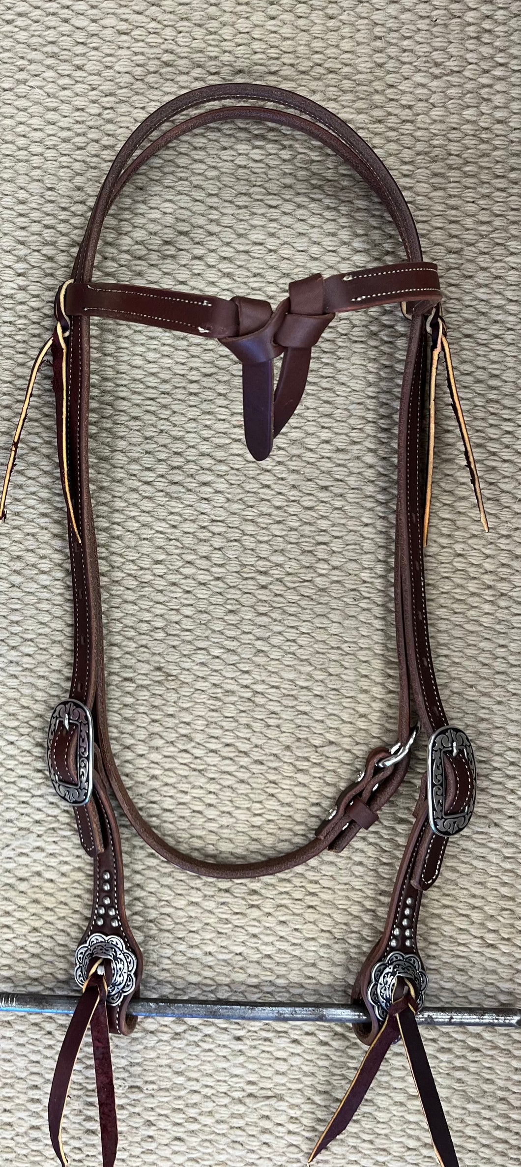Headstall - HS322 - Weaver Canyon Rose Browband Heavy Oiled