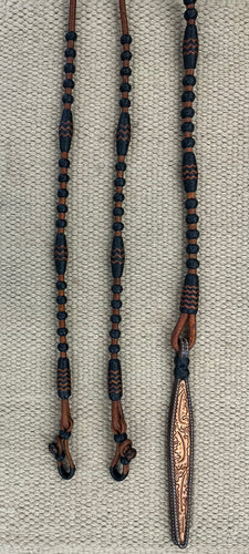 Romal Reins - RR22 - TRB 18 Plait George Moore Caramel w/ Black Knots and Accents 102