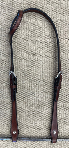 Headstall - HS328 - 5/8” Sierra Way Sliding Ear Plain Brown w/ Shaped Cheeks