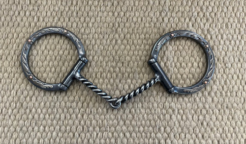 BIT - CE28 - Classic Equine Floral D-Ring Twisted Snaffle