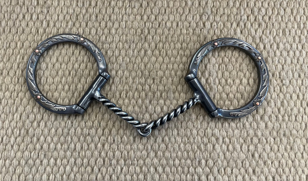 BIT - CE28 - Classic Equine Floral D-Ring Twisted Snaffle