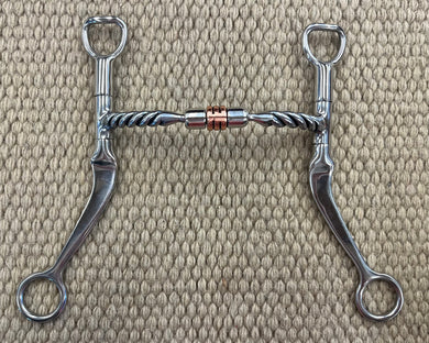 BIT - MB132 - Myler Flat Shank Twisted Comfort Snaffle w/ Copper Roller 5”