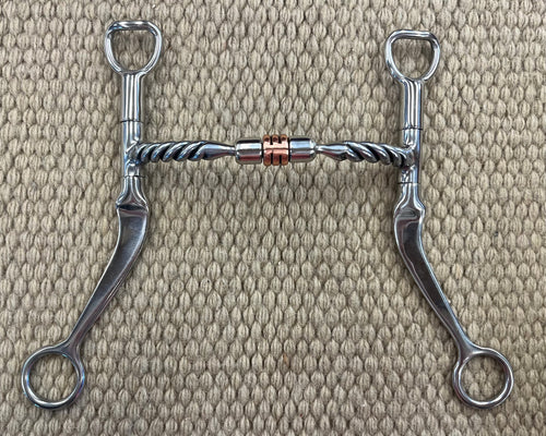 BIT - MB132 - Myler Flat Shank Twisted Comfort Snaffle w/ Copper Roller 5”