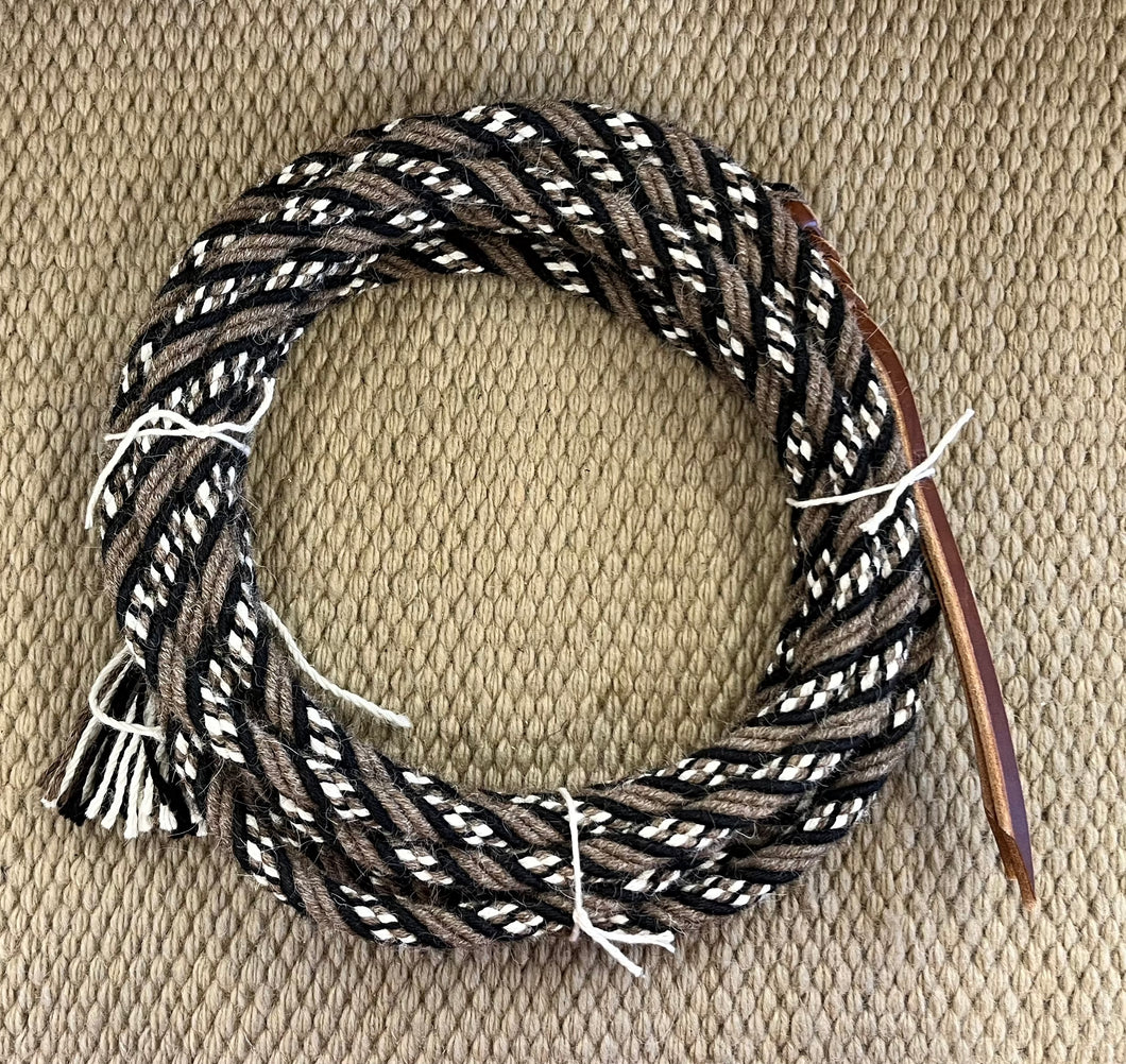 Mecate - MEC163 - 1/2” x 22’ 6-Strand Alpaca Taupe, Black & White