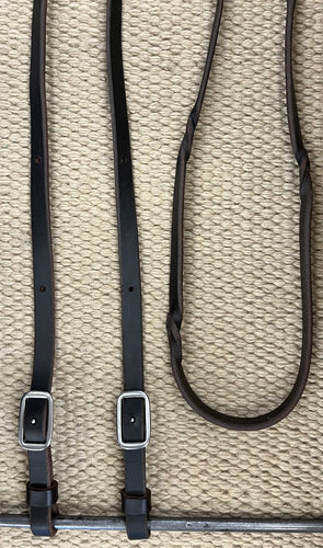 Closed Reins - CR30 - 5/8” 2 Plat Braid Barrel Reins Chocolate Harness