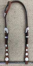 Headstall - HS326 - 5/8” Sierra Way Sliding Ear Basket Antiqued w/ Silver Plated Trim