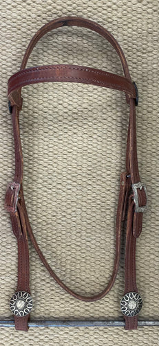 Headstall - HS288 - 3/4” Harness Brow Band Regular w/ Horseshoe Conchos