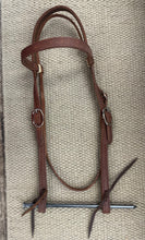 HS60-3/4" Harness Browband, Headstall, Double Stitch W/SOP Latigo Lining, Ties at Bit