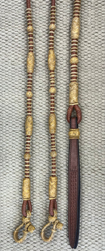 Romal Reins - RR27 - 12 Plait Light Brown Latigo and Rawhide 106
