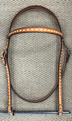 Headstall - HS221 - Light Brown Buckstitch Browband