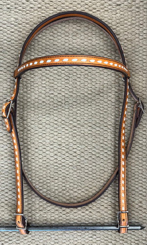 Headstall - HS221 - Light Brown Buckstitch Browband