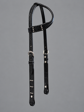 Headstall - HS136 - Black Basket Sliding Ear with Dots