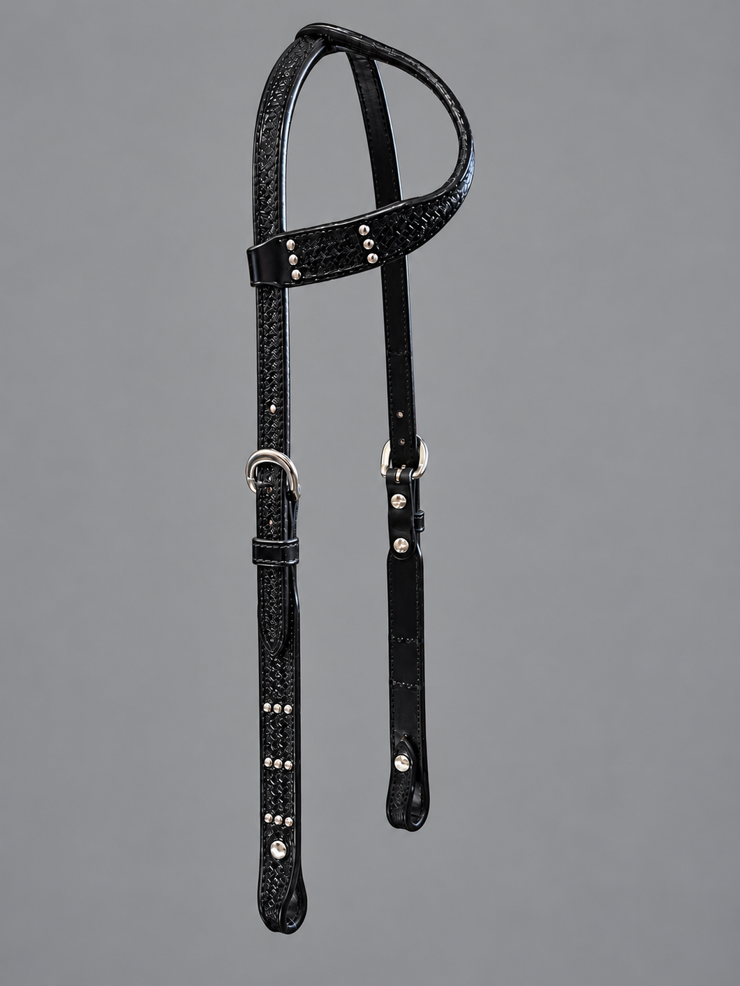 Headstall - HS136 - Black Basket Sliding Ear with Dots