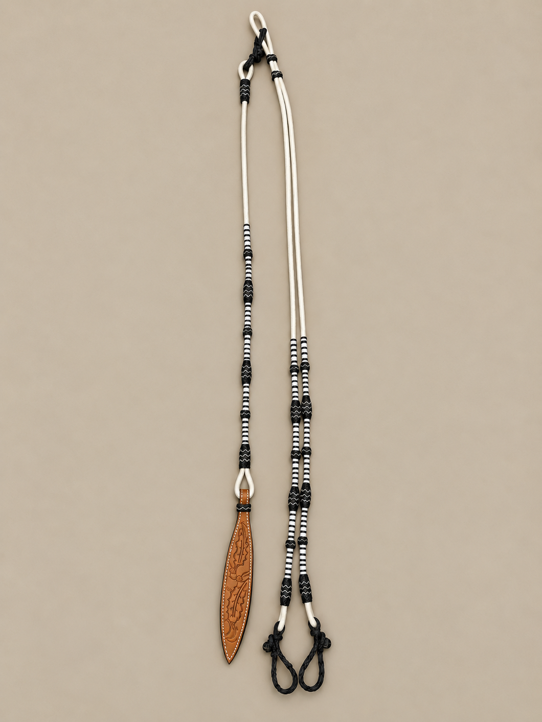 Romal Reins - RR32 - Braided Nylon Black and Natural California Accents 104